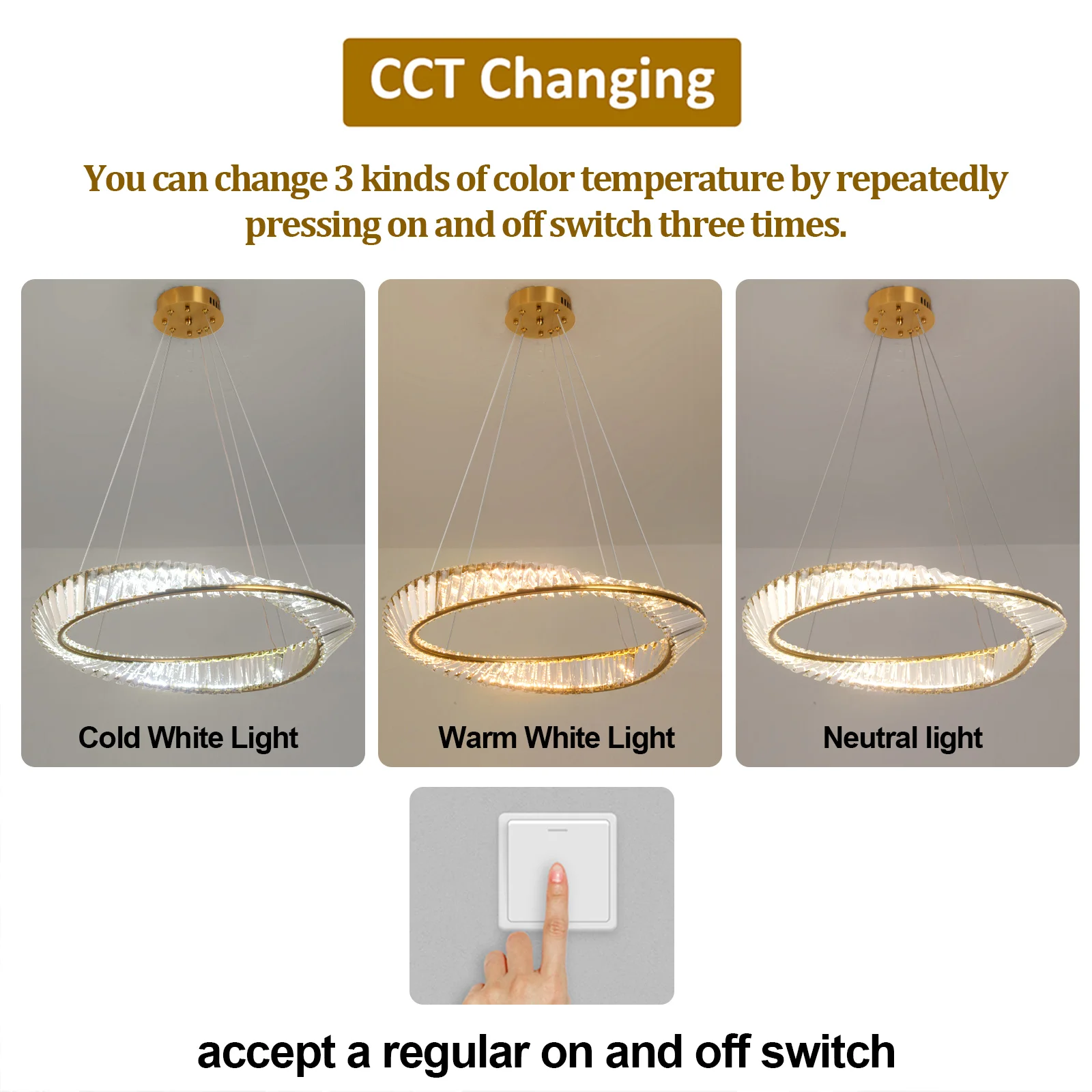 Crystal Circle Pendant Light Modern Indoor Lighting Ceiling Chandeiler Lamp Living Room LED Tricolored Hanging Lamps Luxury Flus