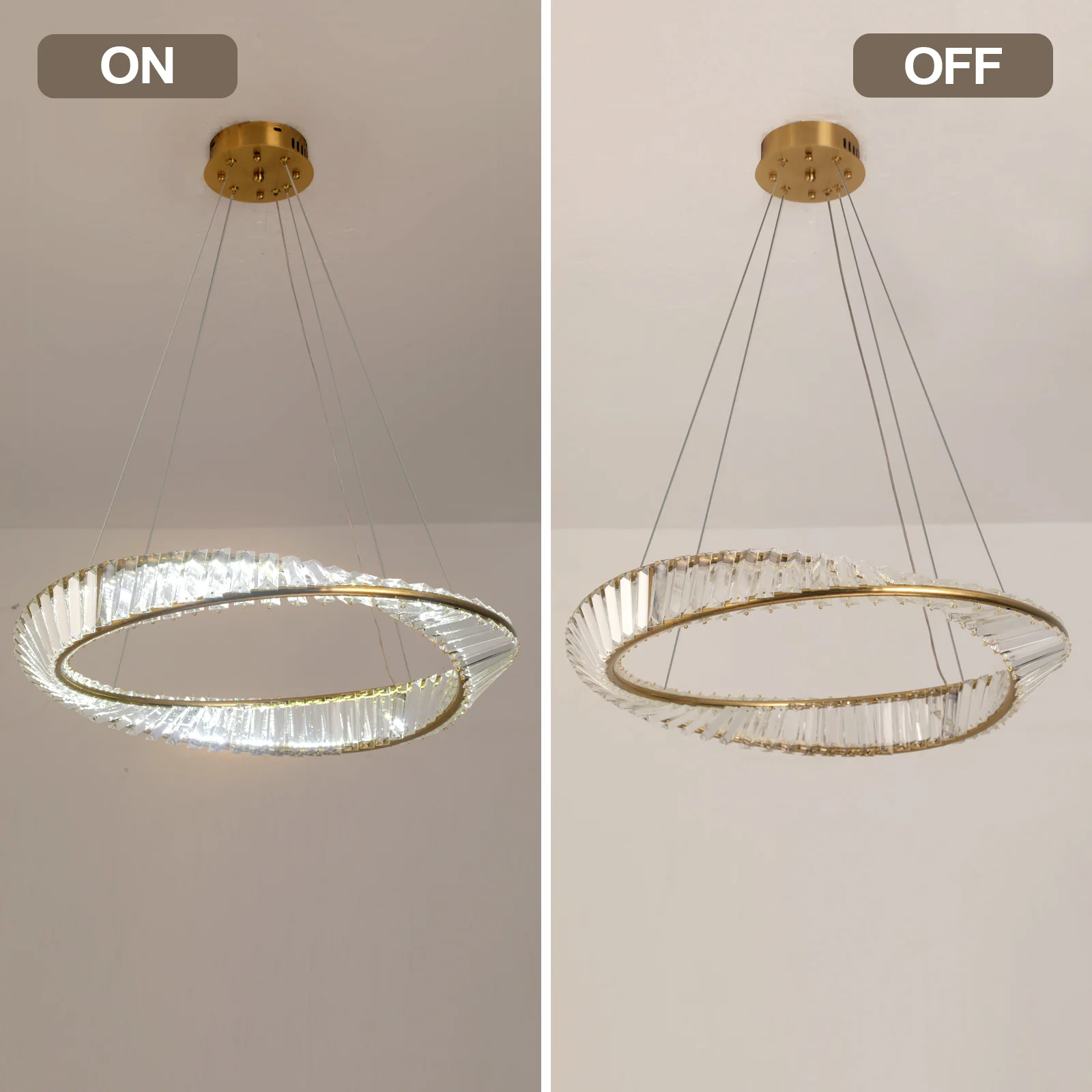 Crystal Circle Pendant Light Modern Indoor Lighting Ceiling Chandeiler Lamp Living Room LED Tricolored Hanging Lamps Luxury Flus