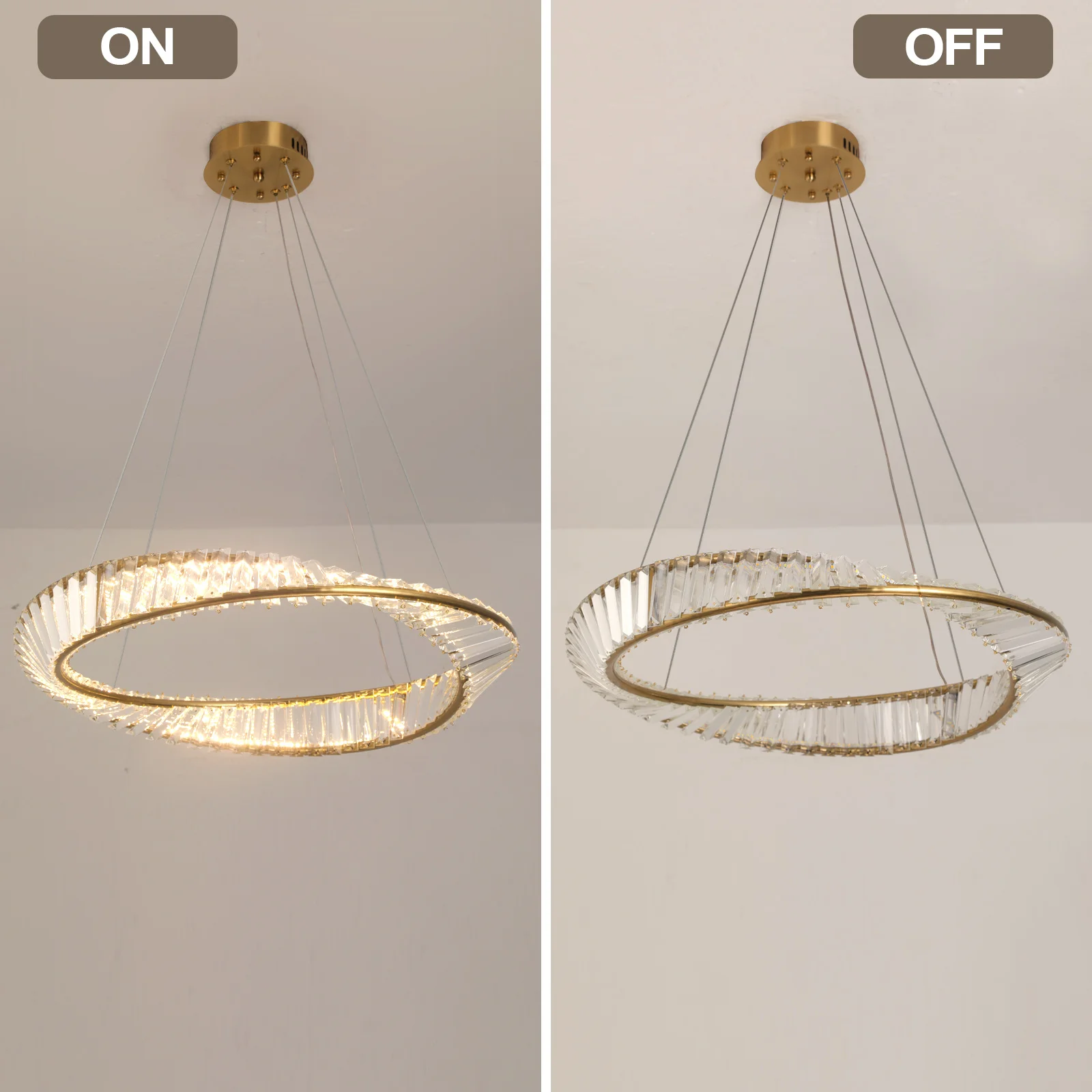 Crystal Circle Pendant Light Modern Indoor Lighting Ceiling Chandeiler Lamp Living Room LED Tricolored Hanging Lamps Luxury Flus
