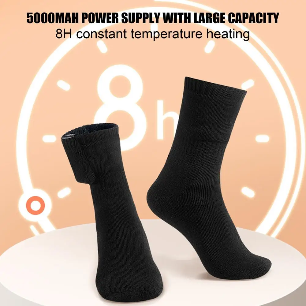 Heated Socks Rechargeable USB Electric Heated Socks Warm Cotton Sock Long Stocking 5V Fast Heating Winter Warmth Supplies Unisex