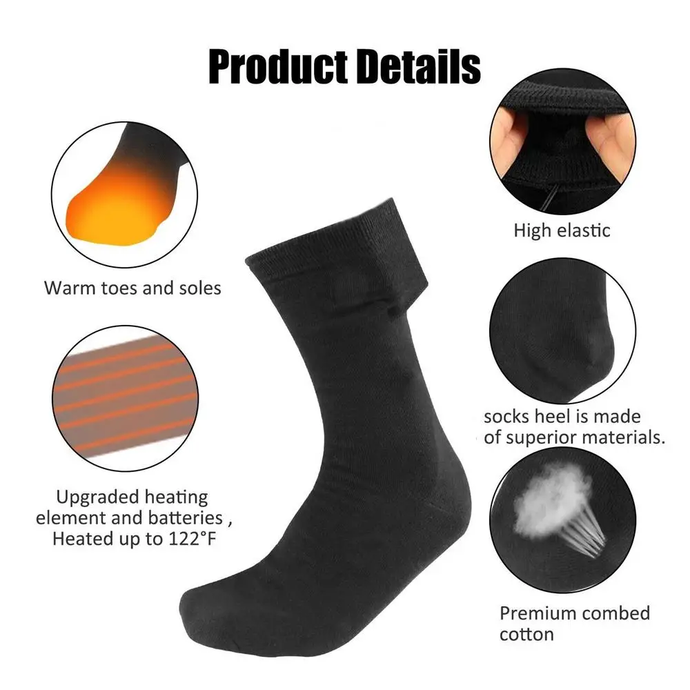 Heated Socks Rechargeable USB Electric Heated Socks Warm Cotton Sock Long Stocking 5V Fast Heating Winter Warmth Supplies Unisex