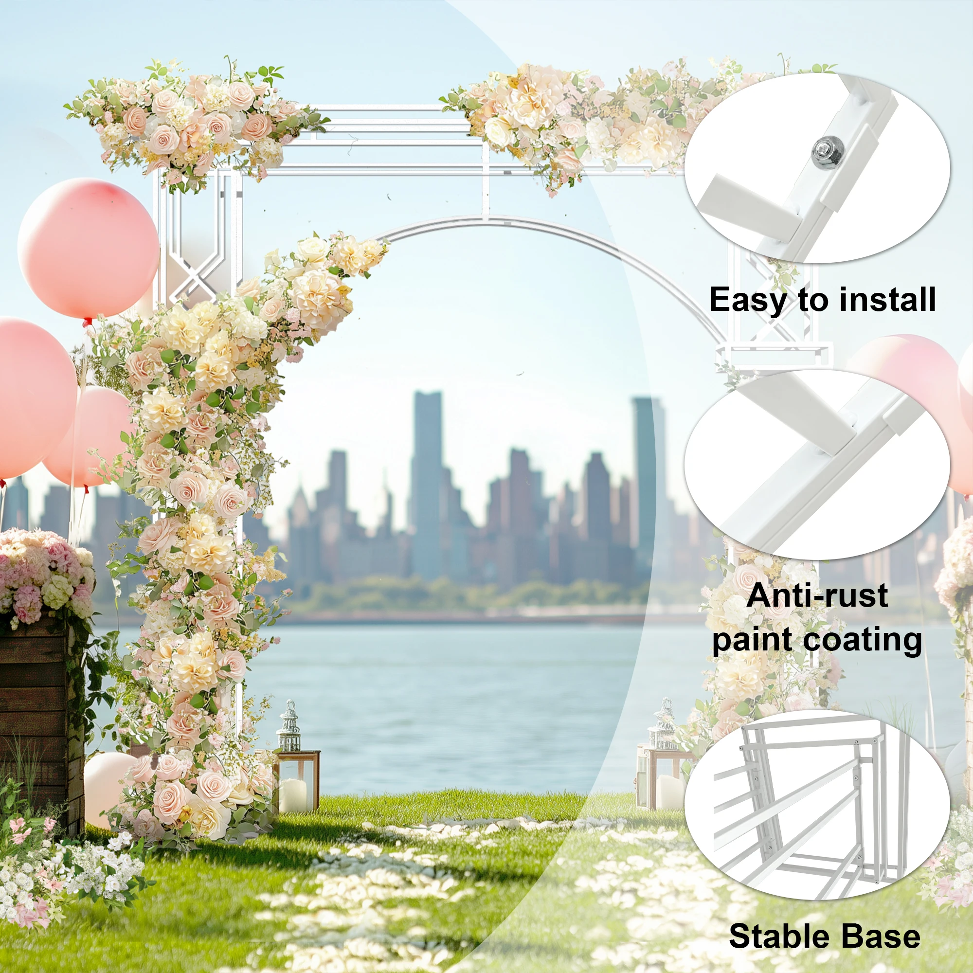 Large Heavy Duty Metal Wedding Arch Frame Party Backdrop Stand for Birthday Garden Trellis