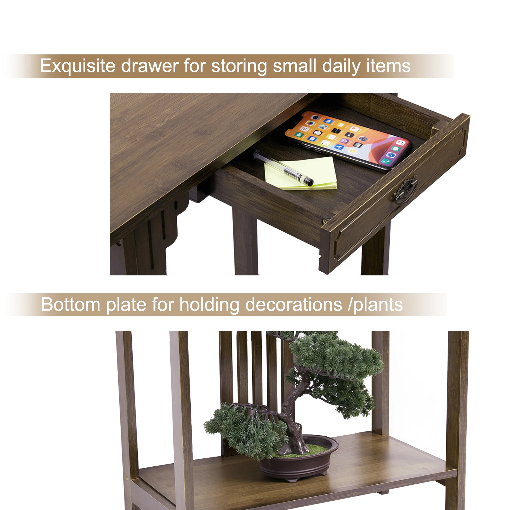 Chinese Style Hall Console Table, Accent Table, Entryway with Drawer, Storage Shelf, Wood Furniture