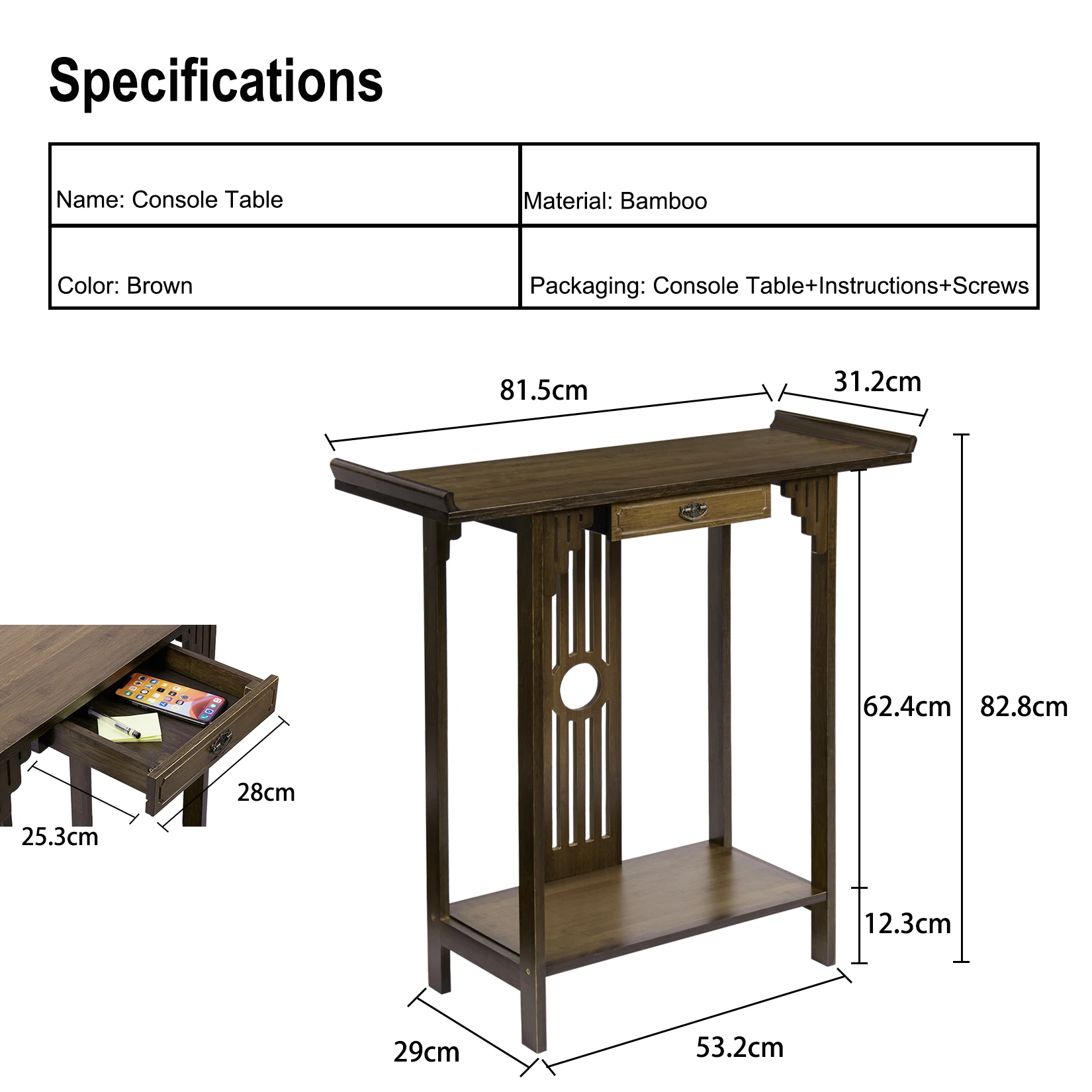 Chinese Style Hall Console Table, Accent Table, Entryway with Drawer, Storage Shelf, Wood Furniture