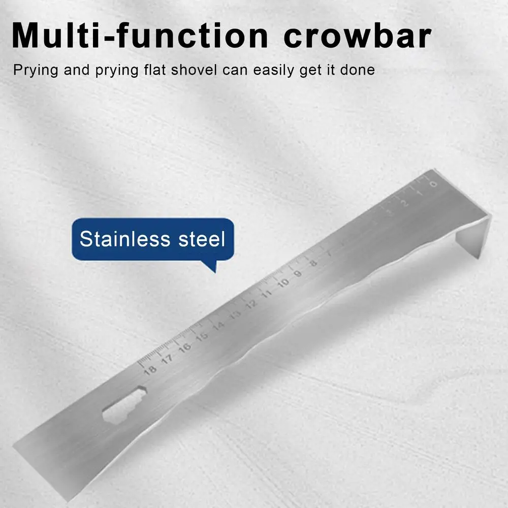 Multifunctional Scraper Stainless Steel Woodworking Crowbar Net Face Honey Cutter Flat Head Raising Knife with Scale