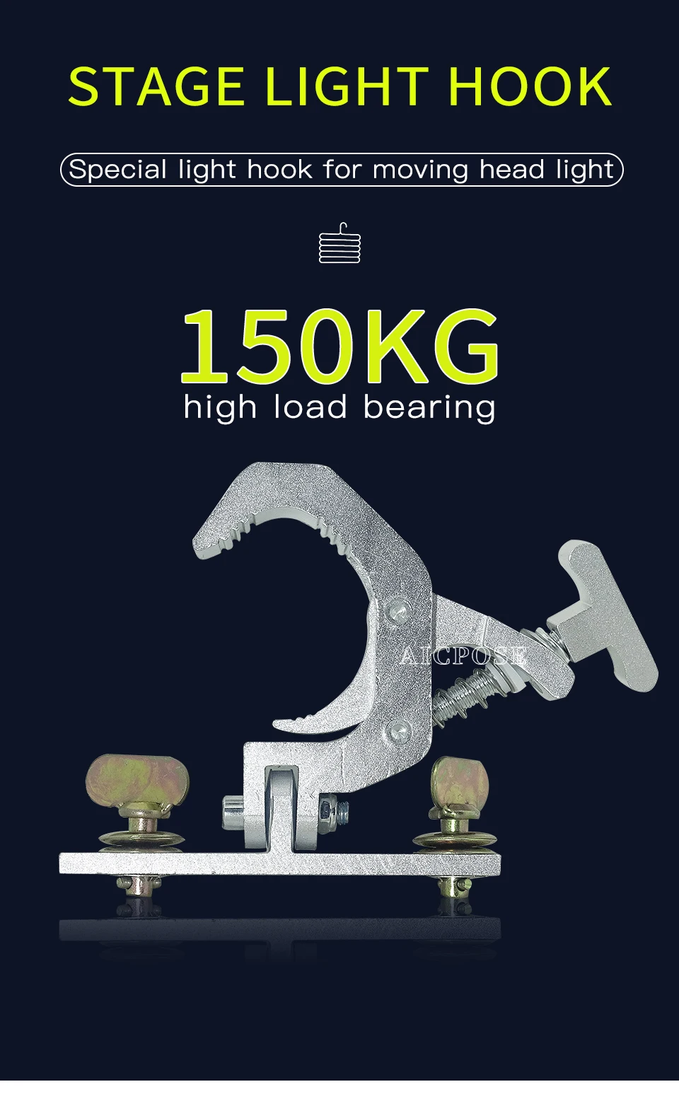 AICPOSE 2-10pair Aluminum Fold Clamp Hooks Stage Light Hanging Hook Loading 150Kg Truss Tube Moving Head Beam Lights Connector