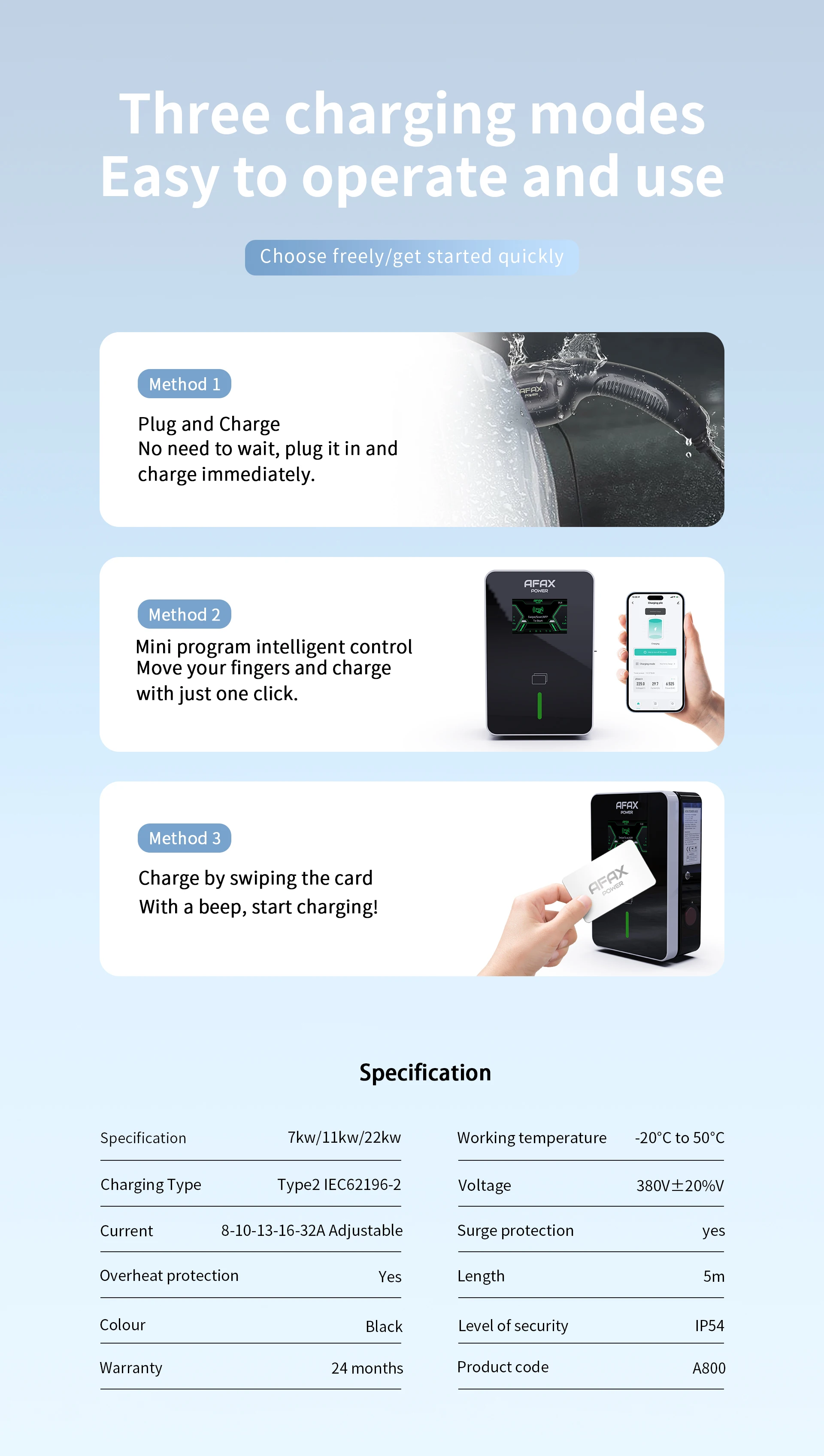 Home Smart Wallbox 7kw 11kw 22kw AC Charger Type1 Type2 GBT EV Charging Station For Electric Vehicle Charger