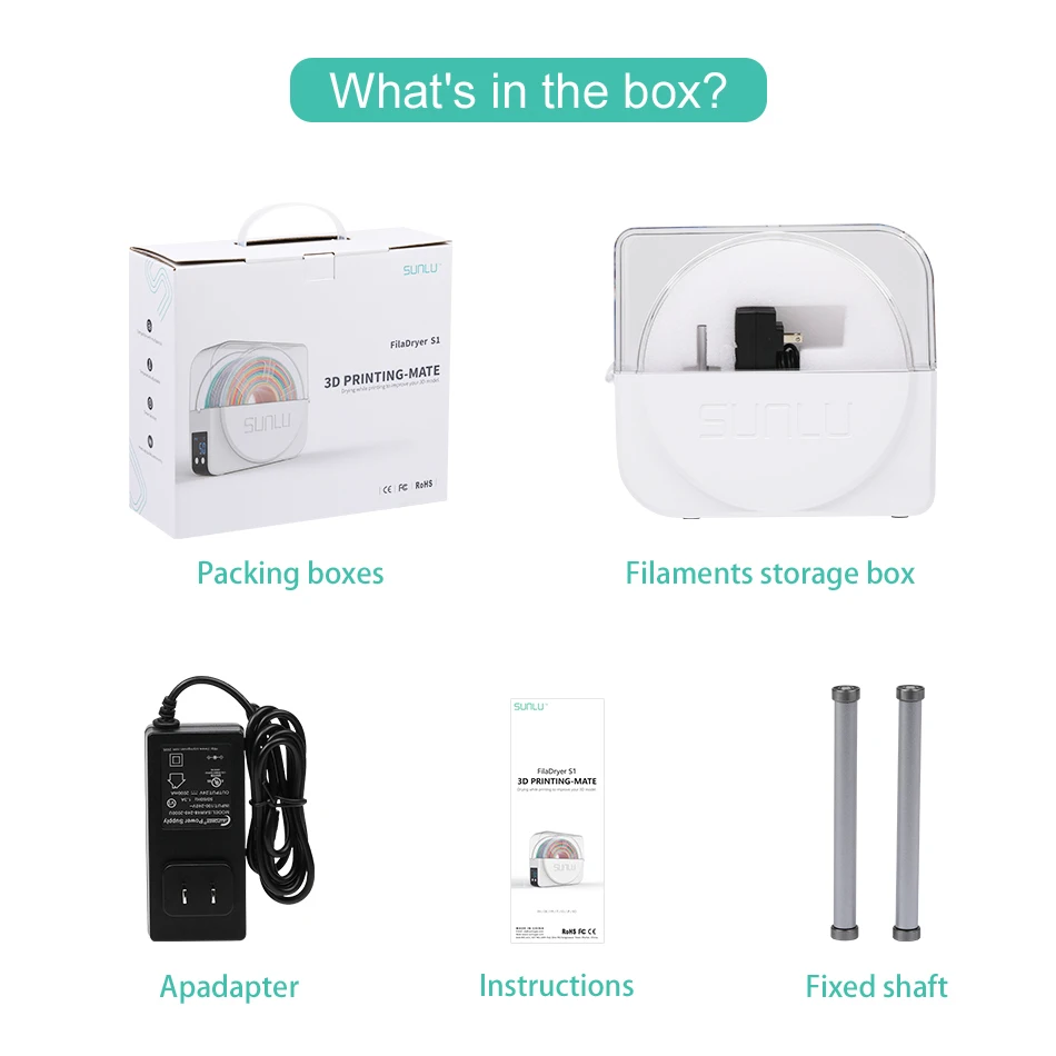 SUNLU S1+ 3D Filament Drying Box Fila-Dryer Drying Filament Storage Box Keeping Filament Dry Holder For 3D Printing Fast Heating