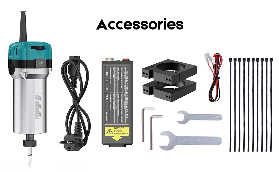 TWOTREES TTC 450 Trimmer Kit 800W Wood Trimmer Router Spindle For TTC450 Engraver Wood Router Compact Router Tool With Case