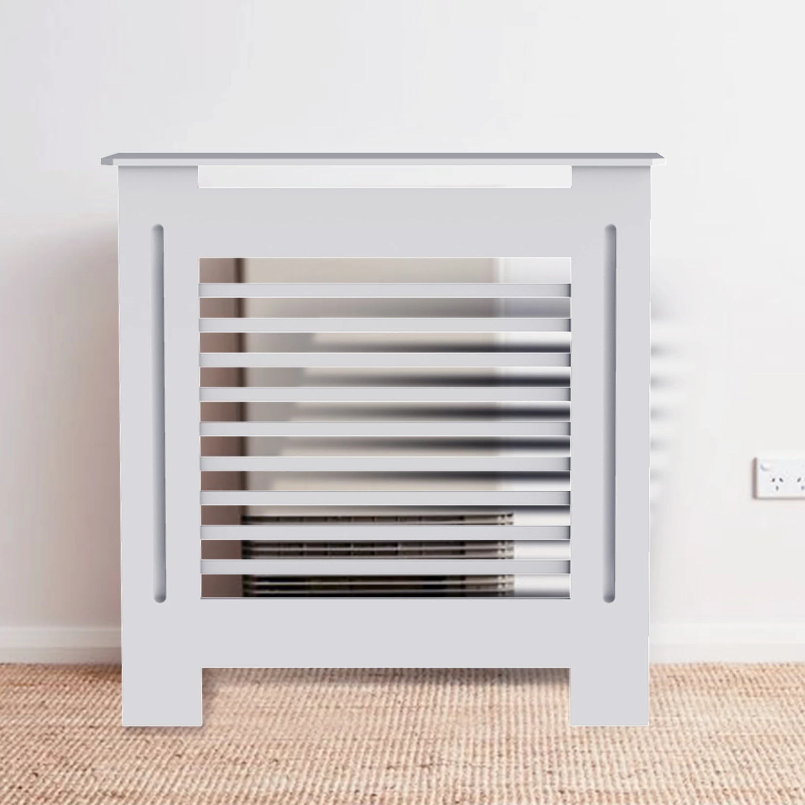 S/M/L/XL White Radiator Cover Wall Cabinet MDF Modern Wood Cabinet Grill Cover