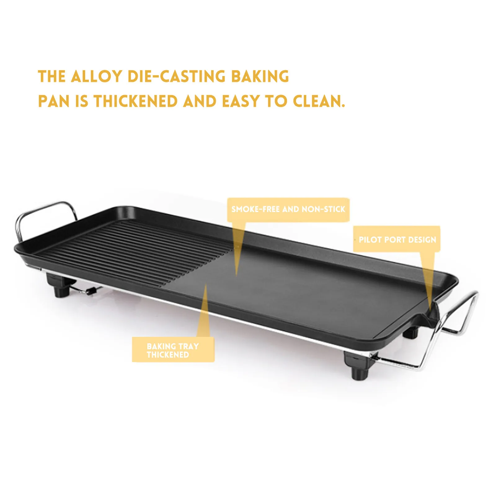 DayPlus Electric Smokeless Grill, 1500W Electric Indoor BBQ Barbecue Grill, Household Cooking&Adjustable Temperature&Drip Tray