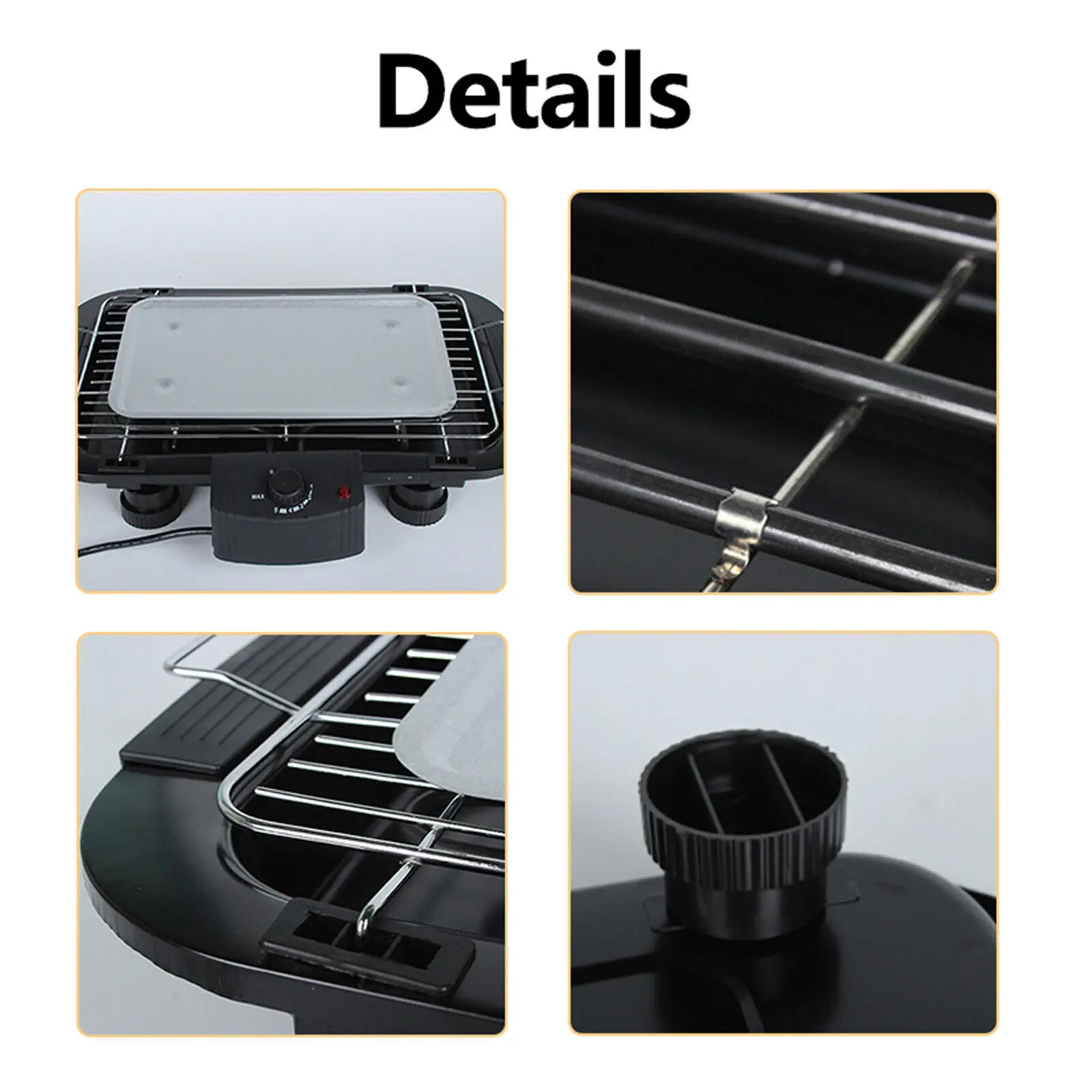 DayPlus Electric Smokeless Grill, 1500W Electric Indoor BBQ Barbecue Grill, Household Cooking&Adjustable Temperature&Drip Tray