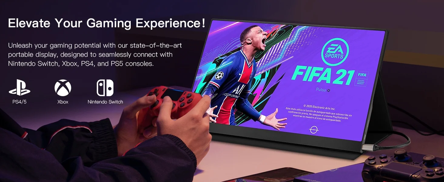 UPERFECT 15.6Inch LCD Monitor Portable Ultrathin 1080P IPS FHD USB Type C Dispaly For Laptop Phone XBOX Switch PS5 Gaming Screen