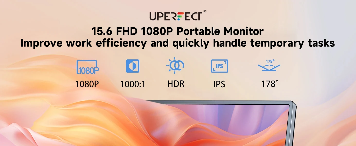 UPERFECT 15.6Inch LCD Monitor Portable Ultrathin 1080P IPS FHD USB Type C Dispaly For Laptop Phone XBOX Switch PS5 Gaming Screen