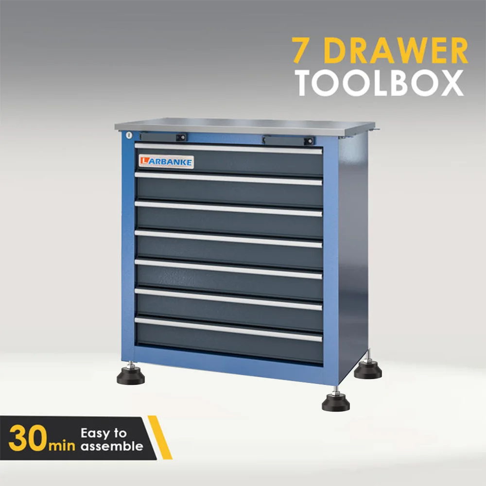 7-Drawer Tool Chest Toolbox, With Four Padded Feet, Can Be Combined Storage System with Tool Chest