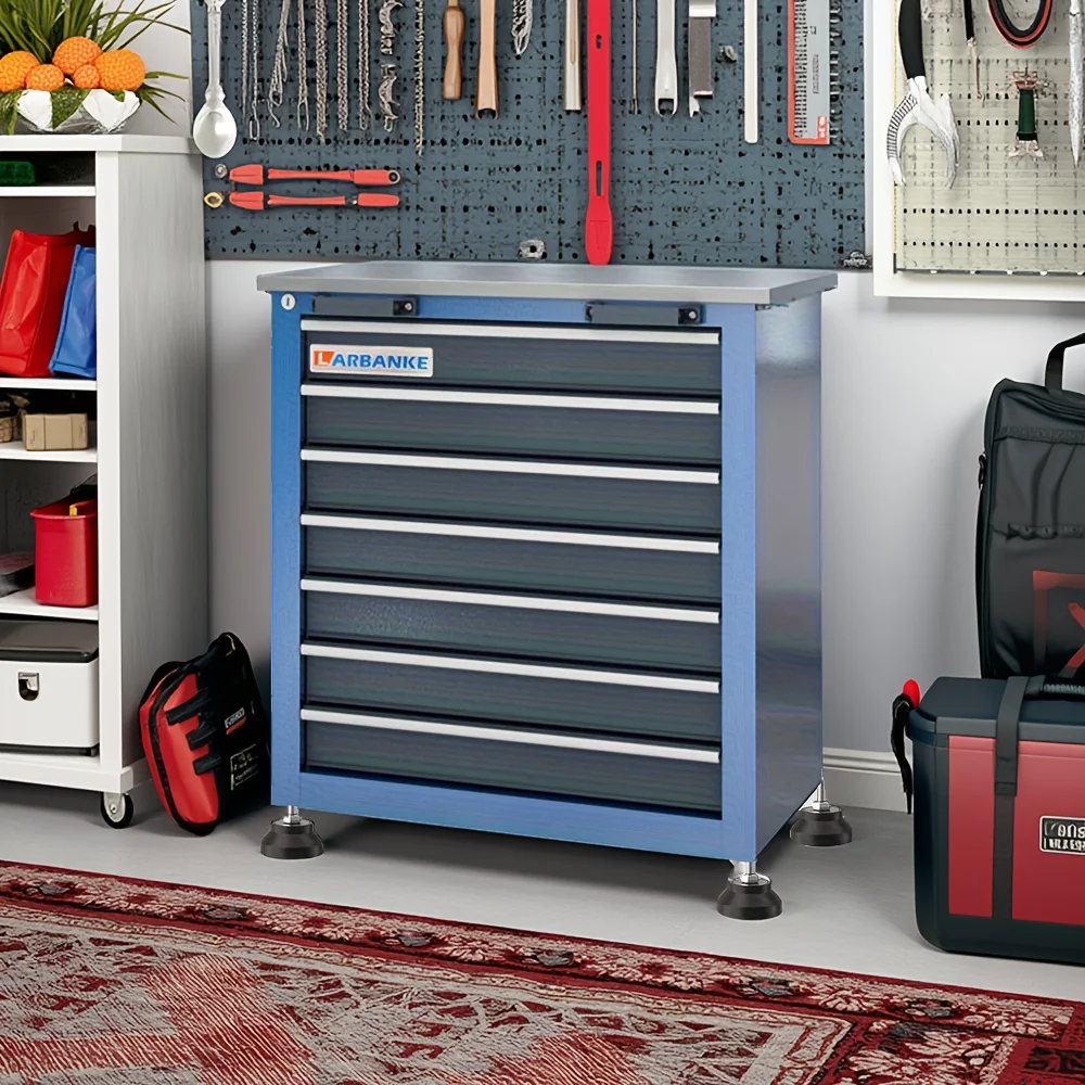 7-Drawer Tool Chest Toolbox, With Four Padded Feet, Can Be Combined Storage System with Tool Chest