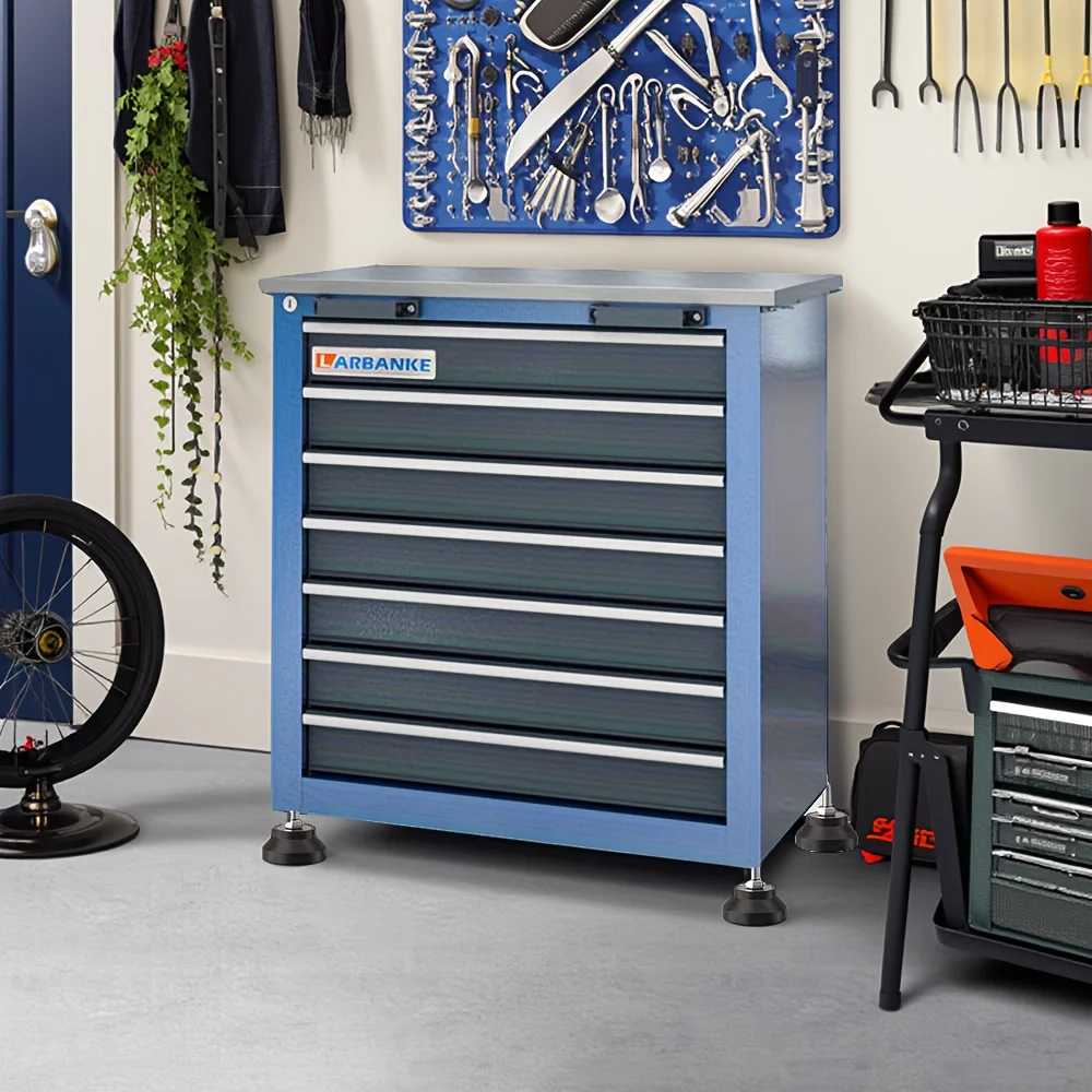 7-Drawer Tool Chest Toolbox, With Four Padded Feet, Can Be Combined Storage System with Tool Chest