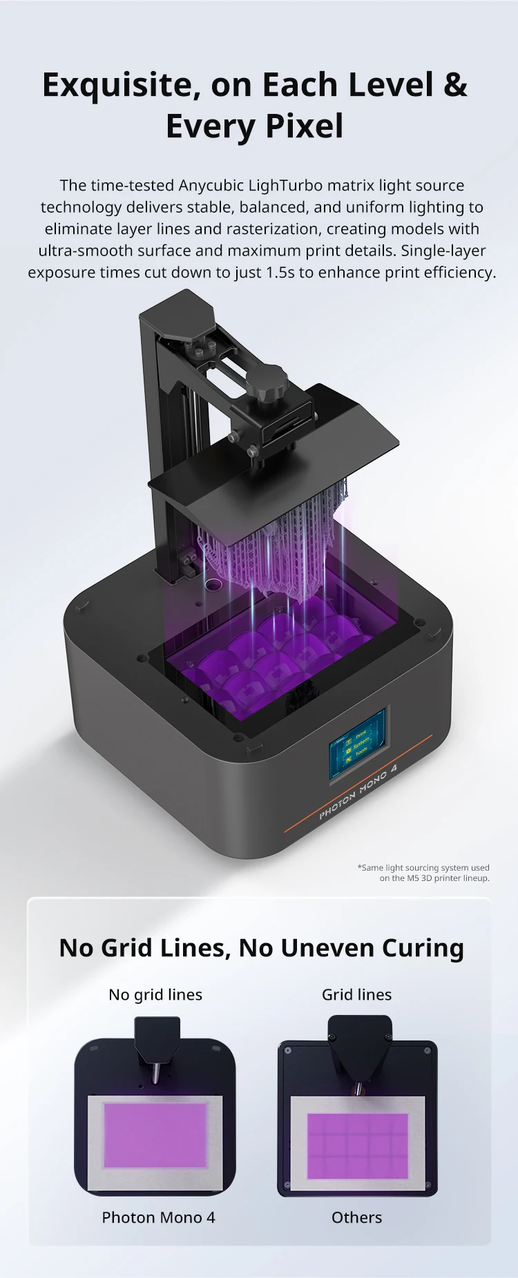 ANYCUBIC Photon Mono 4 AE Version LCD UV Resin 3D Printer With 7" 10K High-definition Screen High-Speed 3D Printing 153×87×165mm