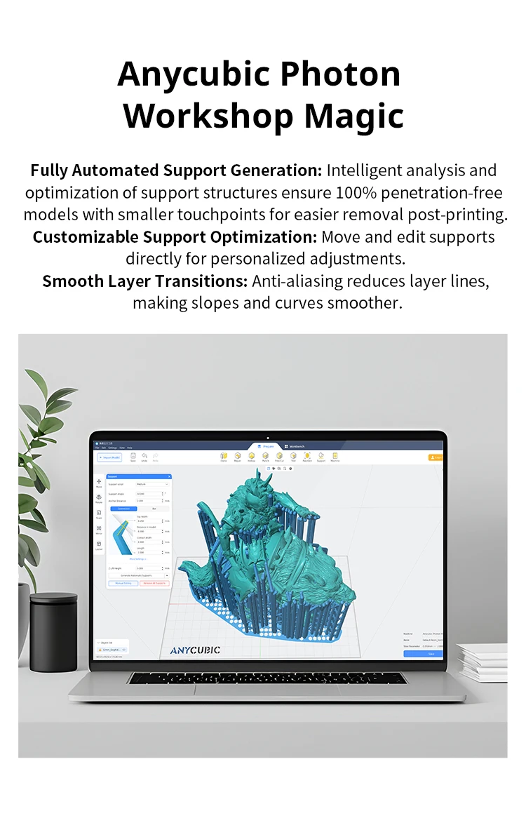 ANYCUBIC Photon Mono 4 AE Version LCD UV Resin 3D Printer With 7" 10K High-definition Screen High-Speed 3D Printing 153×87×165mm