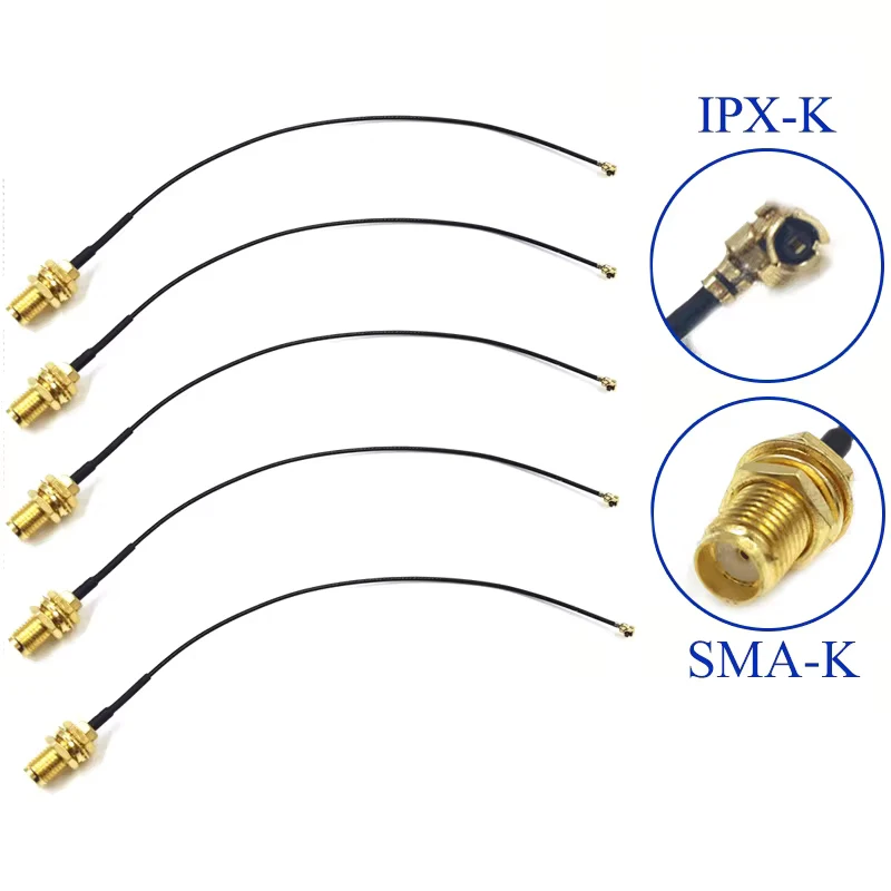 5pcs SMA Connector Cable Female to uFL/u.FL/IPX UFL to SMA Female RG1.13 Antenna RF Cable Assembly RP-SMA-K