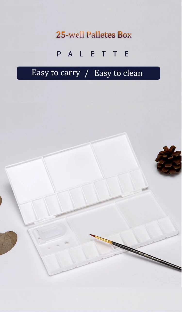 25Grid Folding Watercolor Palette Watercolor Paint Tray Box Atercolor Renovate Cover Pigment Box Painting Tool Artistic Supplies
