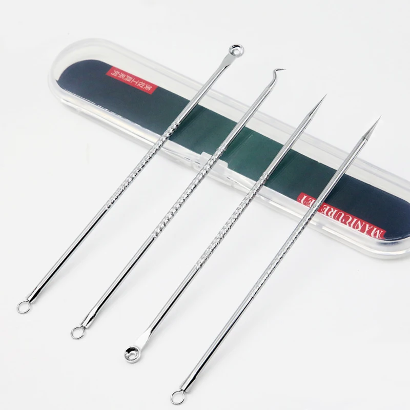 4PCS Acne Blackhead Comedone Black Spot Pimple Blemish Remover Skin Care Women Beauty Acne Treatment Pore Cleanser Needle Hook