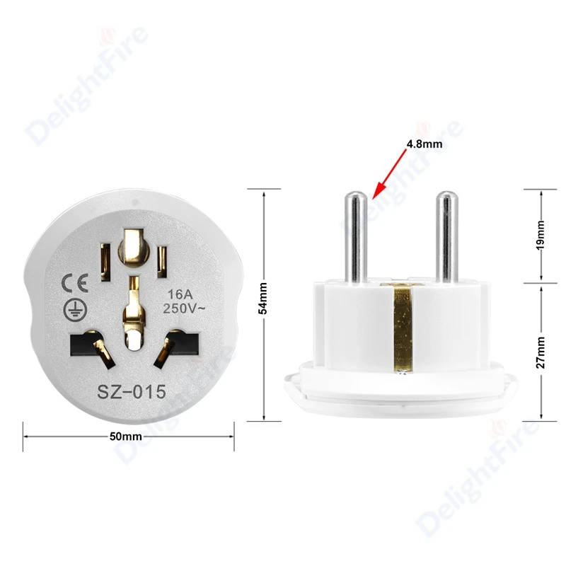 EU Plug Adapter Universal 16A EU Converter 2 Round Pin Socket AU UK CN US To EU Wall Socket AC 250V Travel Adapter High Quality