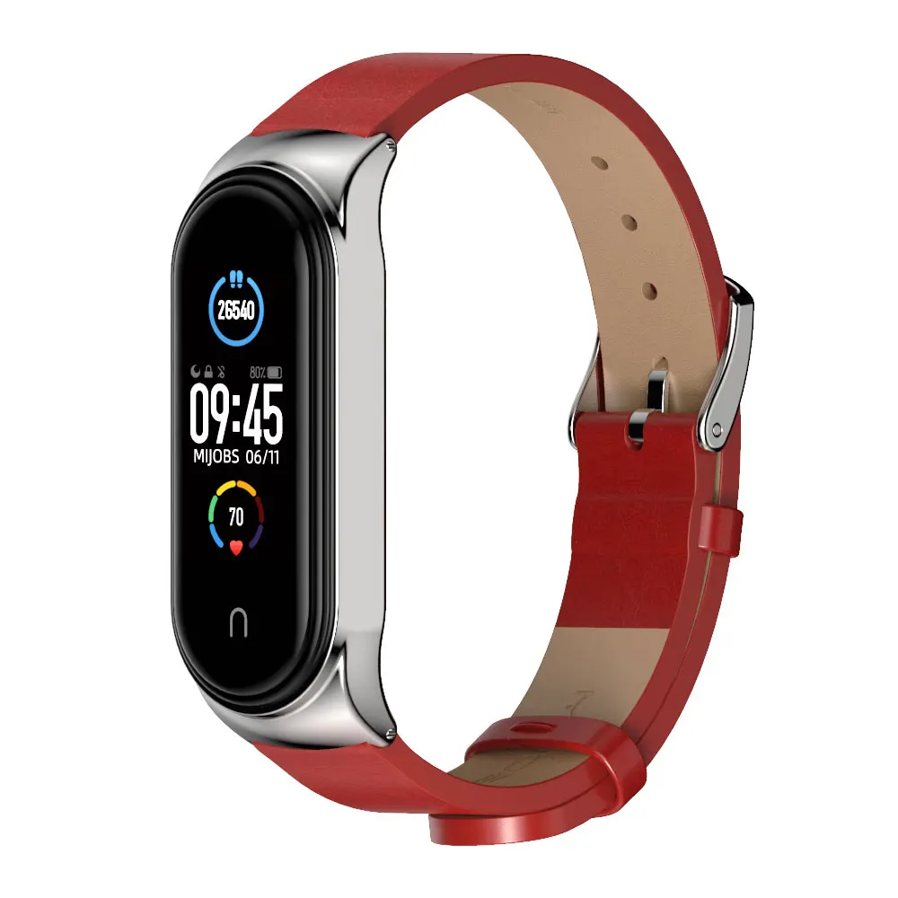 Band Strap for Xiaomi Mi Band 10 11 9 8 7 6 5 Leather Wristband For Miband 6 Global Version Bracelet for Mi Band 8 9 10 Correa