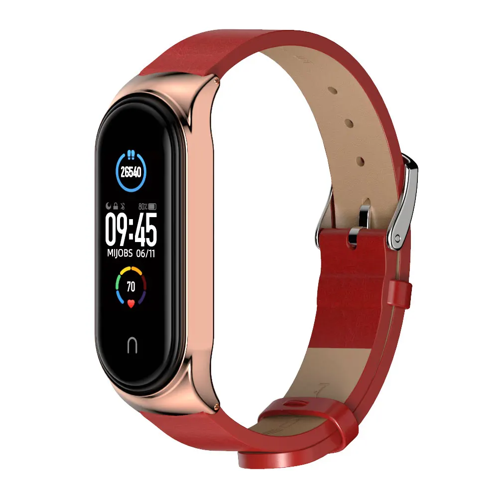 Band Strap for Xiaomi Mi Band 10 11 9 8 7 6 5 Leather Wristband For Miband 6 Global Version Bracelet for Mi Band 8 9 10 Correa