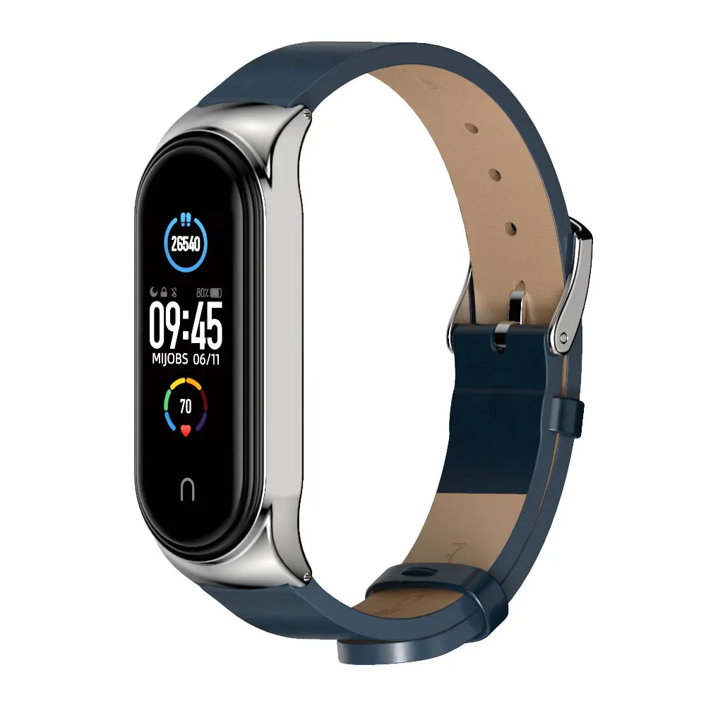 Band Strap for Xiaomi Mi Band 10 11 9 8 7 6 5 Leather Wristband For Miband 6 Global Version Bracelet for Mi Band 8 9 10 Correa