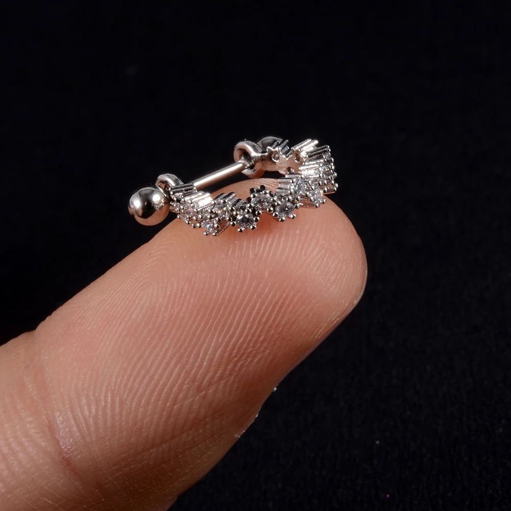 1pc Ear Tragus Cartilage Ring Stainless Steel Barbell With Cz Hoop Cartilage Cuff piercing Helix Daith Rook Lobe Earrings