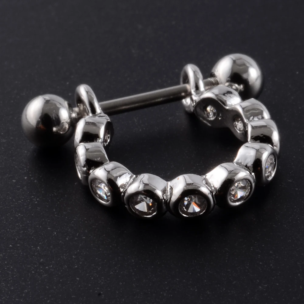 1pc Ear Tragus Cartilage Ring Stainless Steel Barbell With Cz Hoop Cartilage Cuff piercing Helix Daith Rook Lobe Earrings