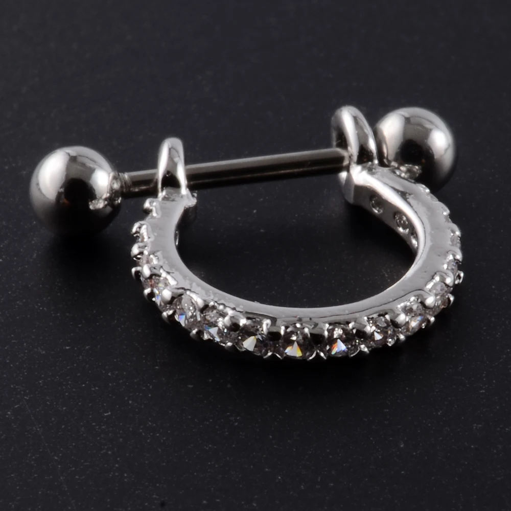 1pc Ear Tragus Cartilage Ring Stainless Steel Barbell With Cz Hoop Cartilage Cuff piercing Helix Daith Rook Lobe Earrings