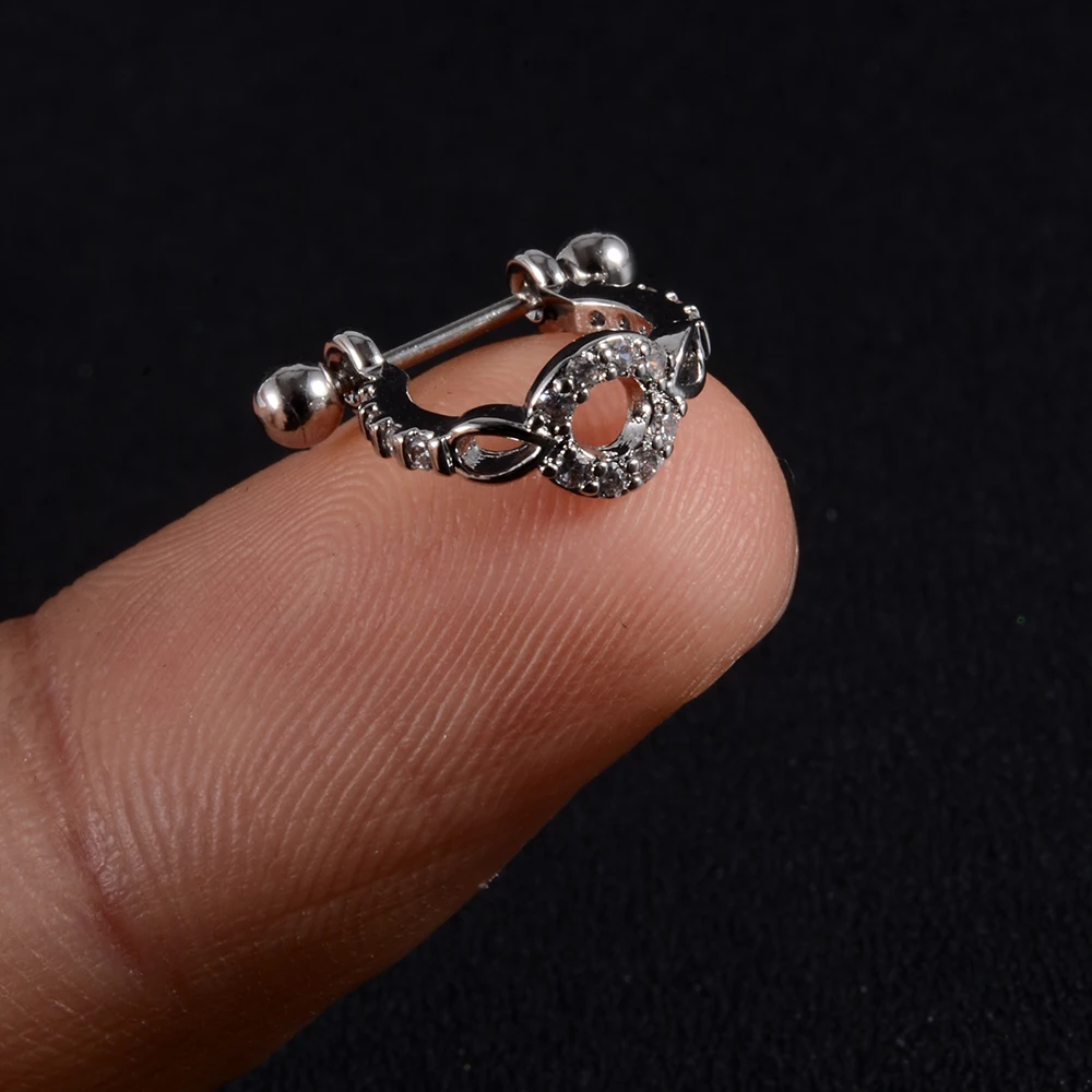 1pc Ear Tragus Cartilage Ring Stainless Steel Barbell With Cz Hoop Cartilage Cuff piercing Helix Daith Rook Lobe Earrings