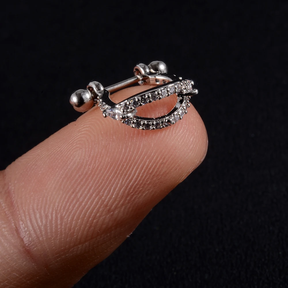 1pc Ear Tragus Cartilage Ring Stainless Steel Barbell With Cz Hoop Cartilage Cuff piercing Helix Daith Rook Lobe Earrings