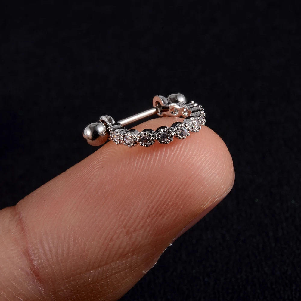 1pc Ear Tragus Cartilage Ring Stainless Steel Barbell With Cz Hoop Cartilage Cuff piercing Helix Daith Rook Lobe Earrings