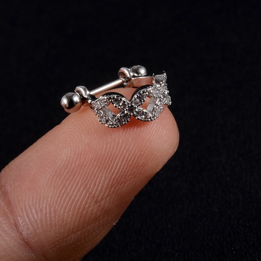 1pc Ear Tragus Cartilage Ring Stainless Steel Barbell With Cz Hoop Cartilage Cuff piercing Helix Daith Rook Lobe Earrings