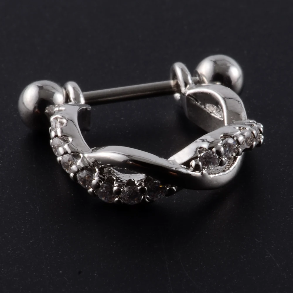 1pc Ear Tragus Cartilage Ring Stainless Steel Barbell With Cz Hoop Cartilage Cuff piercing Helix Daith Rook Lobe Earrings