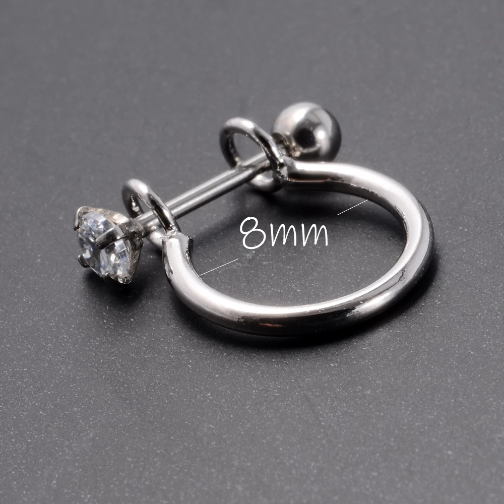 1pc Ear Tragus Cartilage Ring Stainless Steel Barbell With Cz Hoop Cartilage Cuff piercing Helix Daith Rook Lobe Earrings