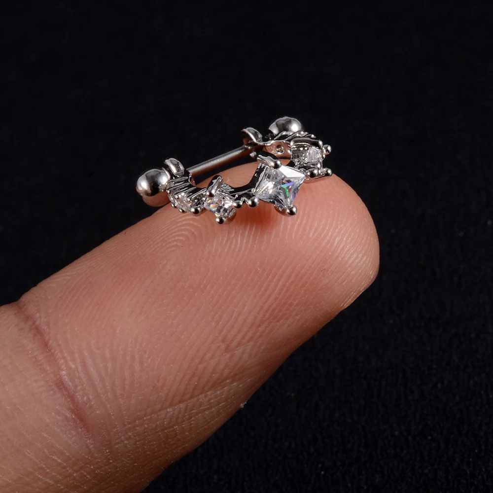 1pc Ear Tragus Cartilage Ring Stainless Steel Barbell With Cz Hoop Cartilage Cuff piercing Helix Daith Rook Lobe Earrings