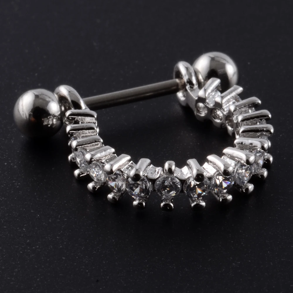 1pc Ear Tragus Cartilage Ring Stainless Steel Barbell With Cz Hoop Cartilage Cuff piercing Helix Daith Rook Lobe Earrings