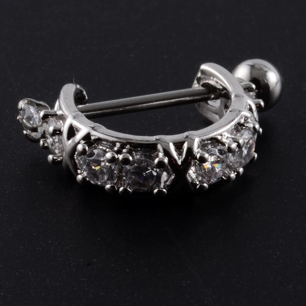 1pc Ear Tragus Cartilage Ring Stainless Steel Barbell With Cz Hoop Cartilage Cuff piercing Helix Daith Rook Lobe Earrings