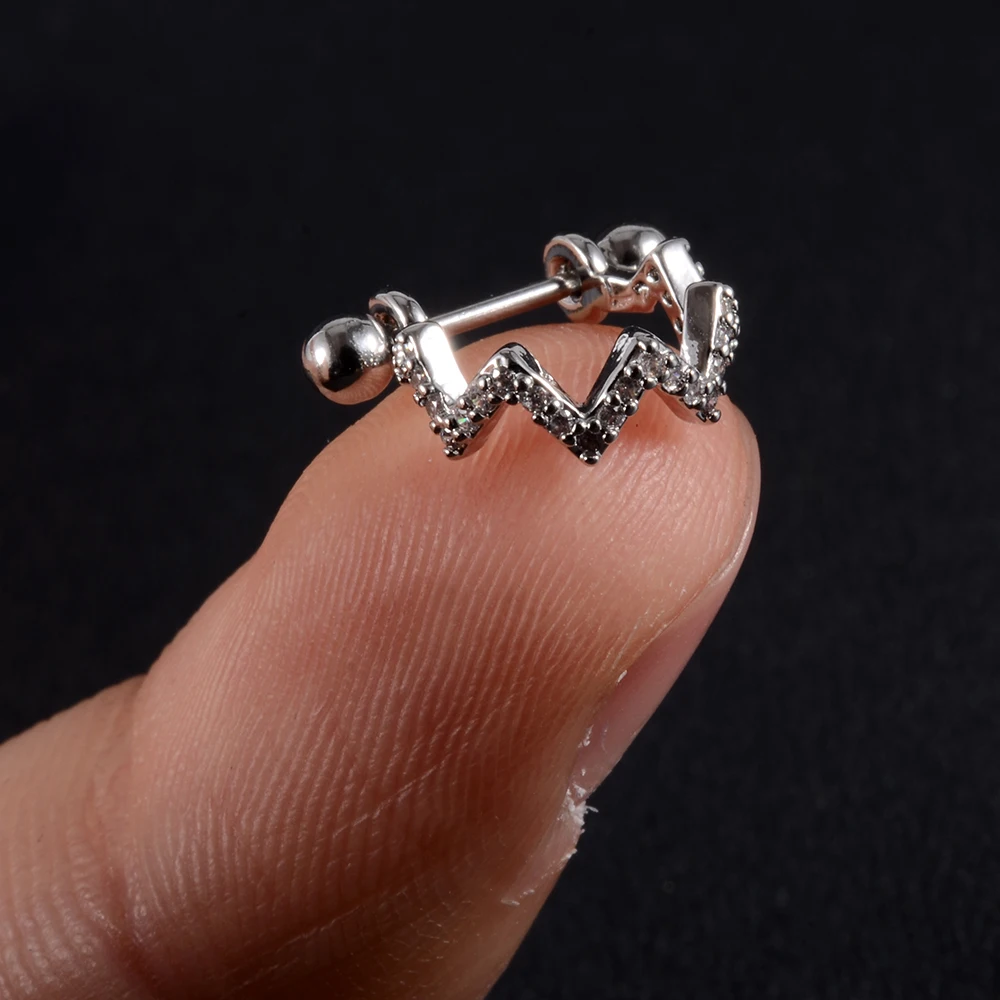 1pc Ear Tragus Cartilage Ring Stainless Steel Barbell With Cz Hoop Cartilage Cuff piercing Helix Daith Rook Lobe Earrings