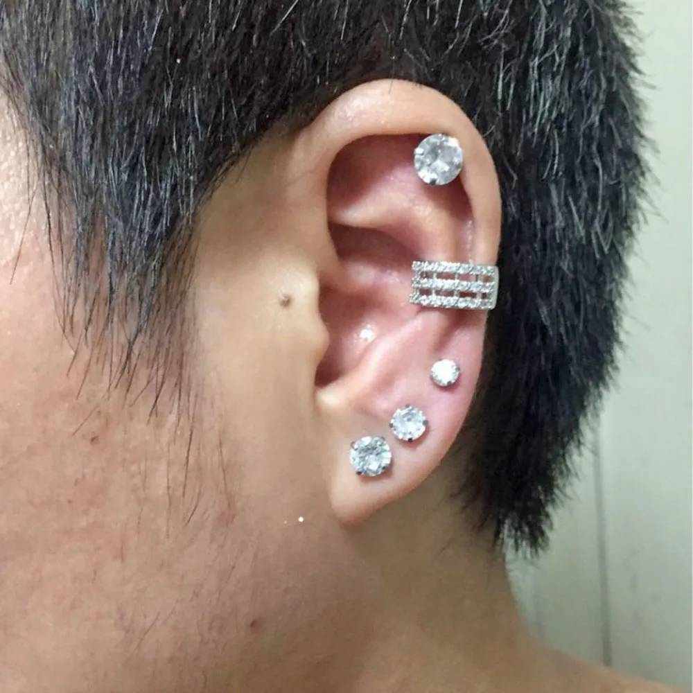 1pc Ear Tragus Cartilage Ring Stainless Steel Barbell With Cz Hoop Cartilage Cuff piercing Helix Daith Rook Lobe Earrings