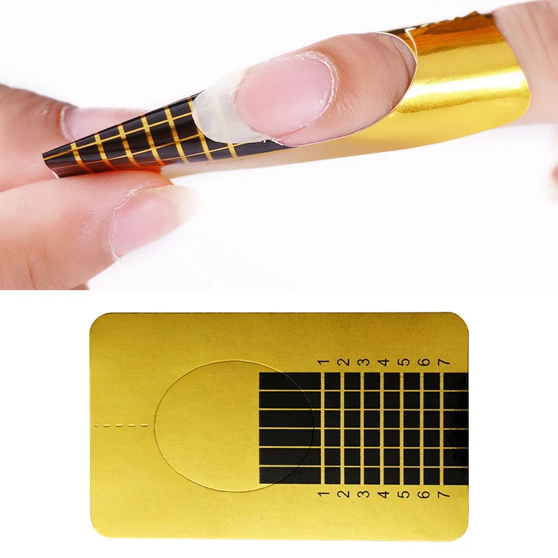 100 Pcs Professional Nail Forms Acrylic UV Gel Polish Nail Extension Stencil Manicure Tools DIY French Manicure Adhesive Sticker
