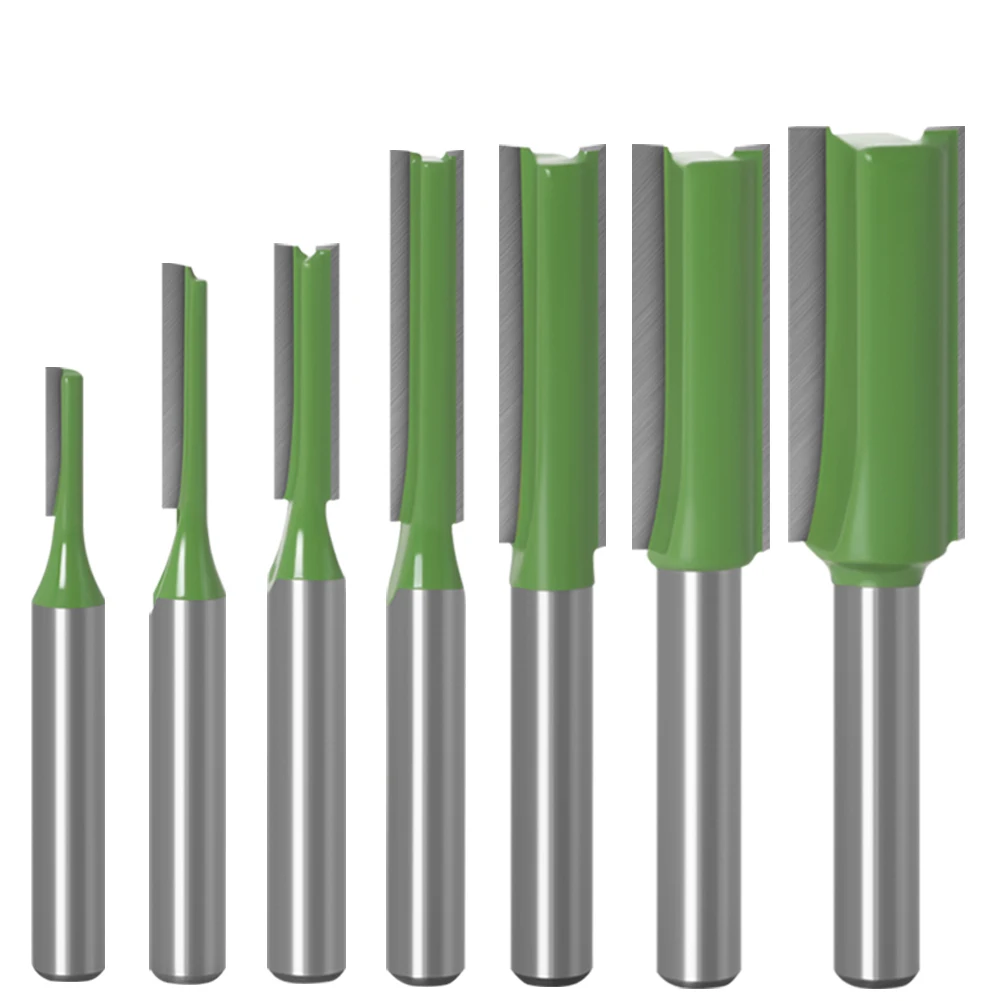 1-7pcs 6mm 1/4 inch Shank Single Double Flute Straight Bit Milling Cutter for Wood Tungsten Carbide Router Bit Woodwork Tool