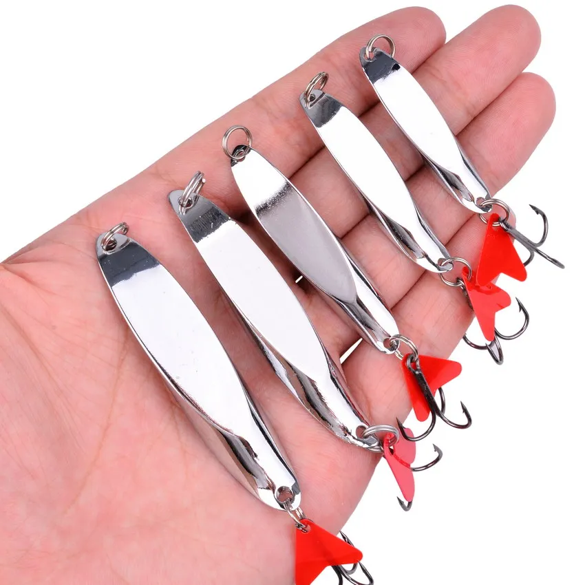 1PCMetal Spinner Spoon 7/10/14/18/21/28g Fishing Lure Hard Baits Sequins Noise Paillette with Feather Treble Hook Fishing Tackle