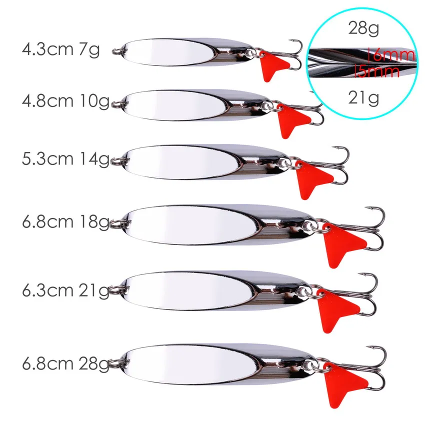 1PCMetal Spinner Spoon 7/10/14/18/21/28g Fishing Lure Hard Baits Sequins Noise Paillette with Feather Treble Hook Fishing Tackle