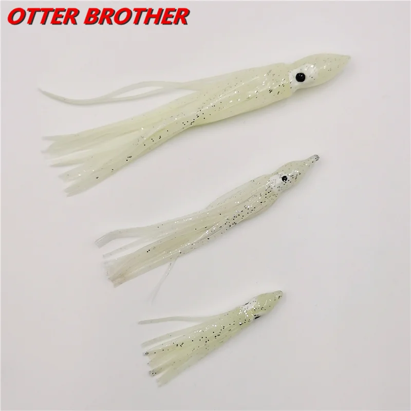 5pcs Squid Skirts Octopus Luminous Soft Lure 50mm/90mm/120mm Night Fishing Lure Glow Rubber Artificial Tuna Bait pesca