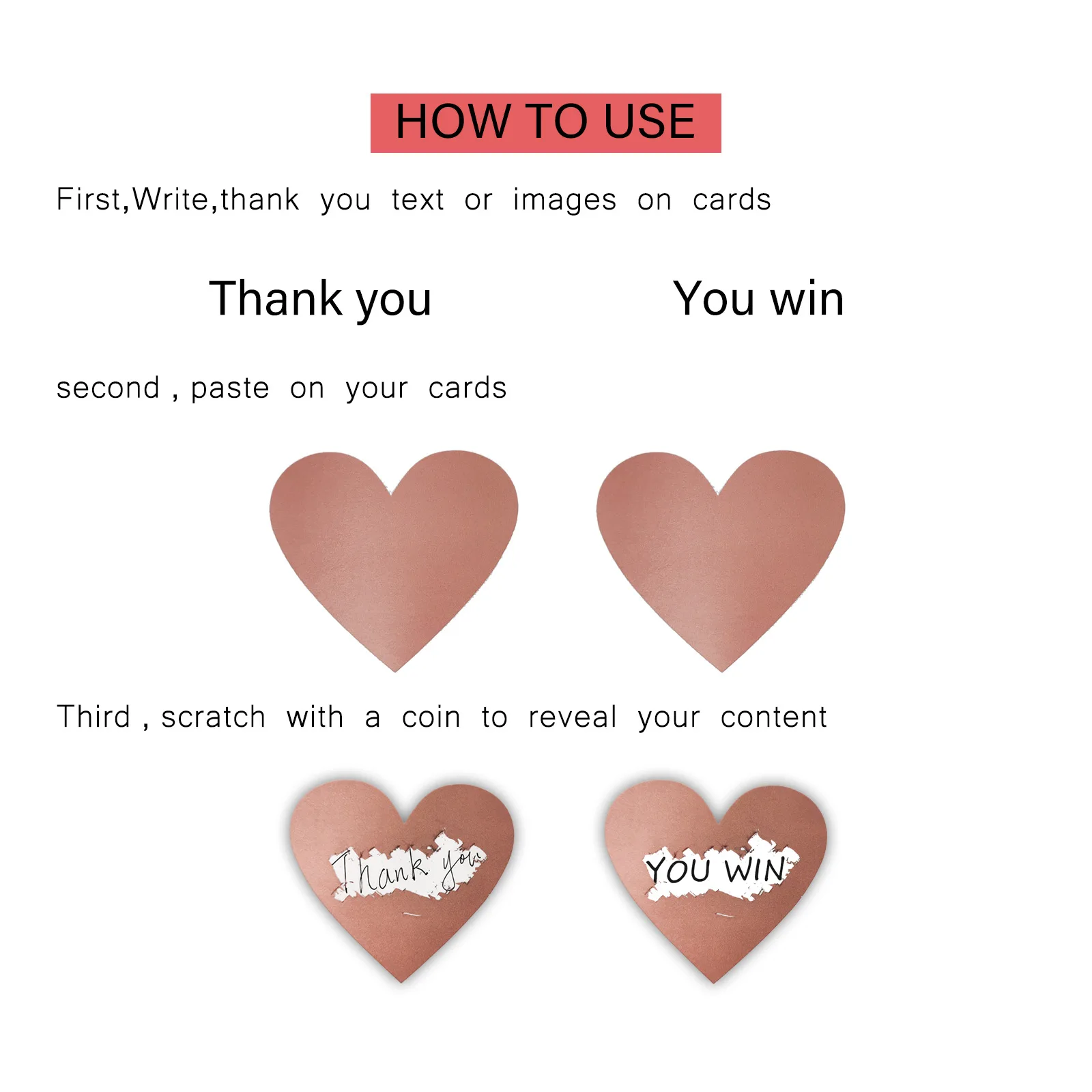 50-300pcs 3 colors Scratch Off Stickers Heart Shape Labels sticker DIY handmade for game Scratch Sticker Labels stationer